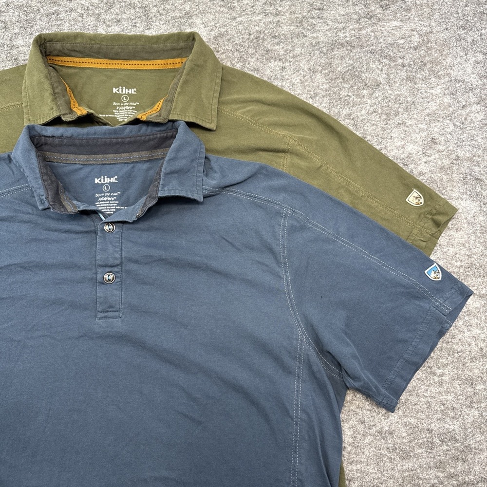 Kuhl 2 Wayfarer polo shirts mens large organic cotton casual gorpcore active LOT